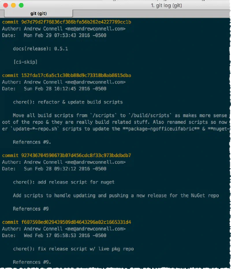 Git log Git log