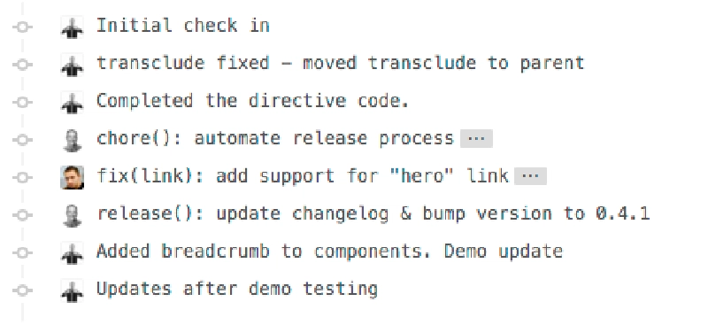 Example of multiple commits about a single feature