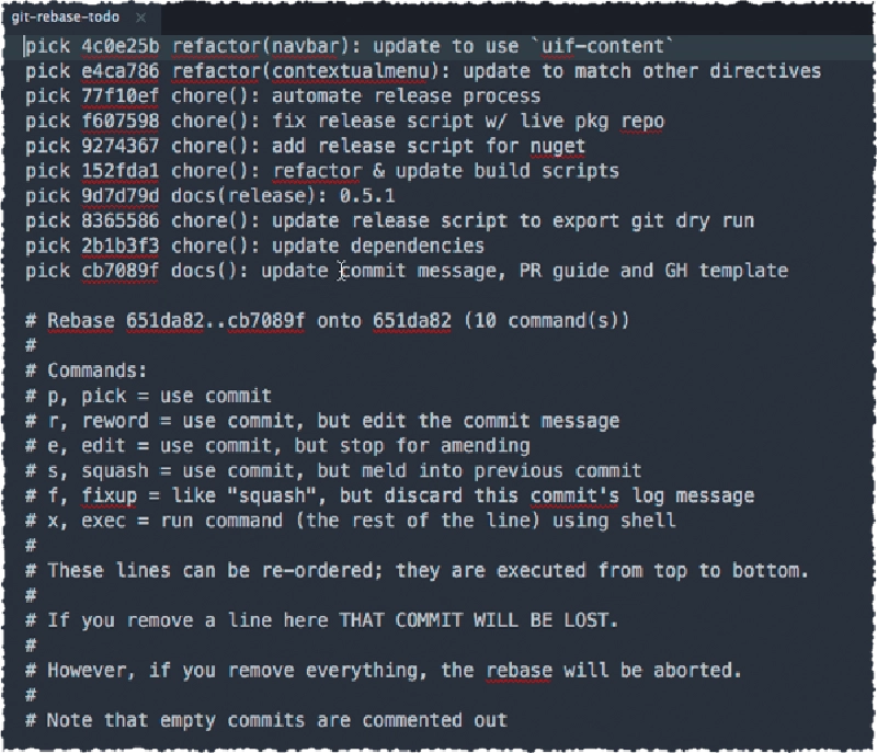 Git interactive rebase
