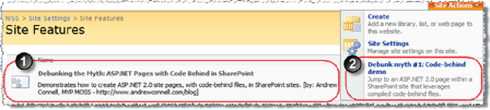 Figure 3: Site Features page Figure 3: Site Features page