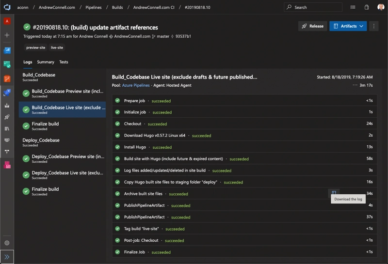 Azure DevOps Build Log Results Azure DevOps Build Log Results