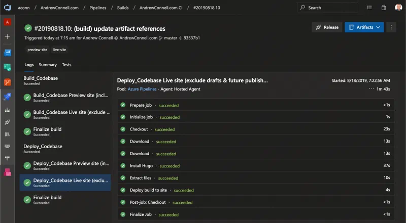 Azure DevOps Deploy Log Results Azure DevOps Deploy Log Results