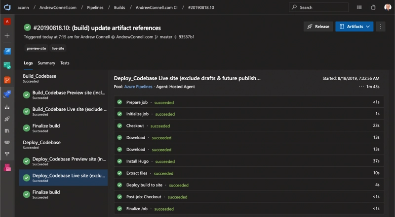 Azure DevOps Deploy Log Results Azure DevOps Deploy Log Results