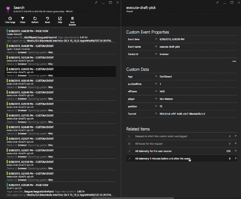 Filter by UserSession/Events Filter by UserSession/Events