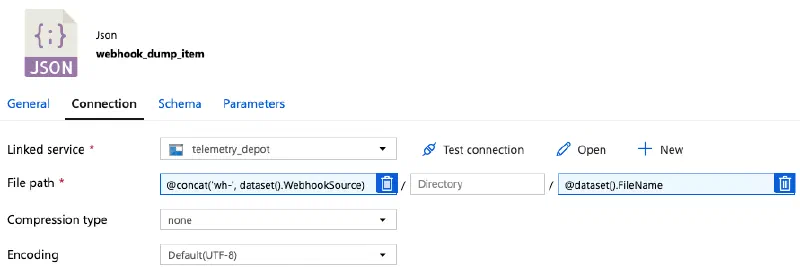 Connection settings for the 'webhook_dump_item' dataset Connection settings for the 'webhook_dump_item' dataset