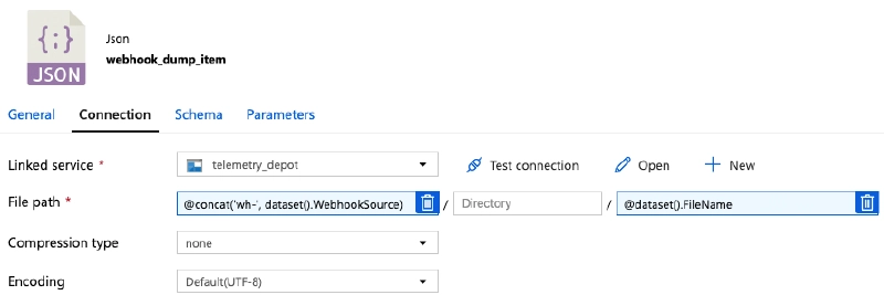 Connection settings for the 'webhook_dump_item' dataset Connection settings for the 'webhook_dump_item' dataset