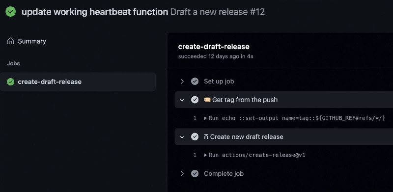 Results of pushing a tag to the master branch of the Github repository Results of pushing a tag to the master branch of the Github repository