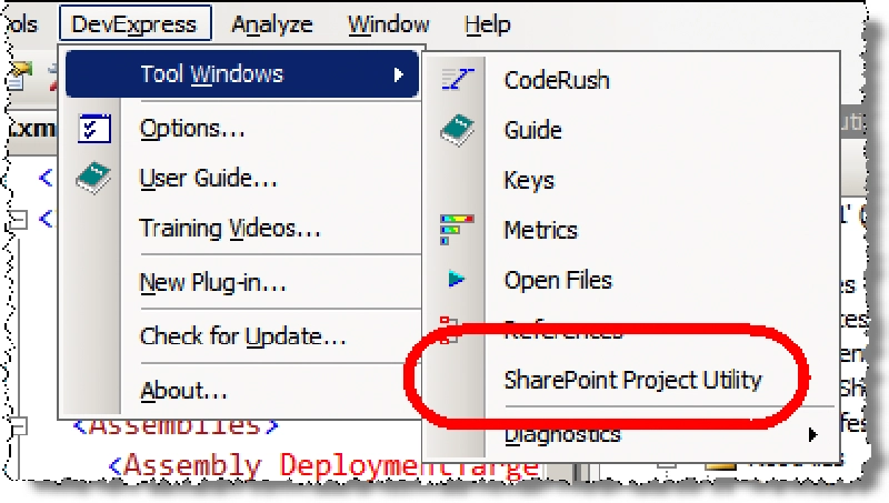SharePoint Project Utility Tool Window SharePoint Project Utility Tool Window