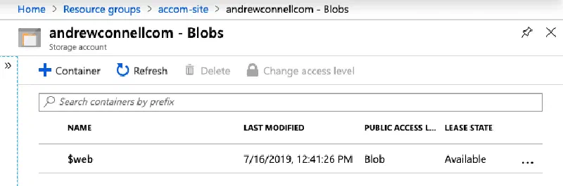 Azure Storage Blob Static websites