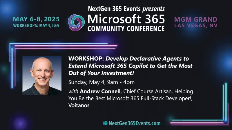 Full-day Workshop: Develop Declarative Agents to extend Microsoft 365 Copilot to get the most out of your investment! Full-day Workshop: Develop Declarative Agents to extend Microsoft 365 Copilot to get the most out of your investment!