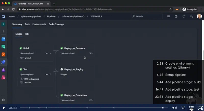 Screenshot from the Azure Pipelines demo Screenshot from the Azure Pipelines demo