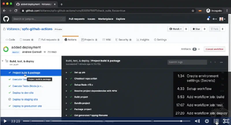 Screenshot from the GitHub Actions demo Screenshot from the GitHub Actions demo