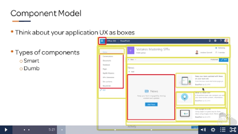 Screenshot from a lesson in the new React chapter