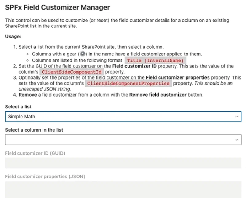 SPFx Field Customizer Manager