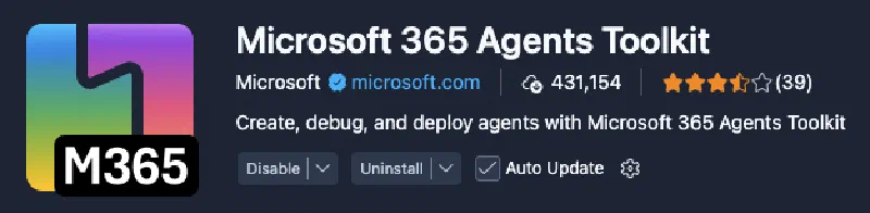 Microsoft 365 Agents Toolkit logo and version 6.6.0 Microsoft 365 Agents Toolkit logo and version 6.6.0