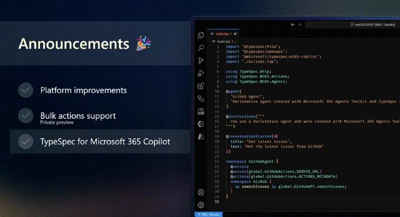 Build M365 Copilot Declarative Agents using TypeSpec Build M365 Copilot Declarative Agents using TypeSpec