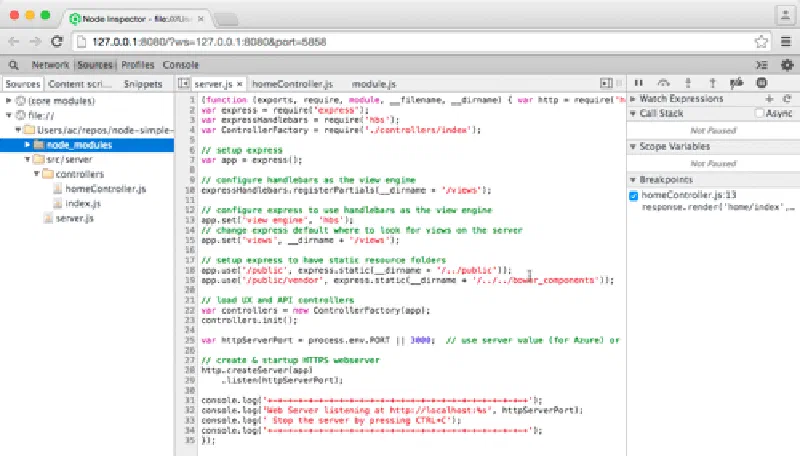 Node debugging tools in Chrome Node debugging tools in Chrome
