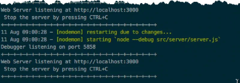 Nodemon picking up changes and restarting the service Nodemon picking up changes and restarting the service