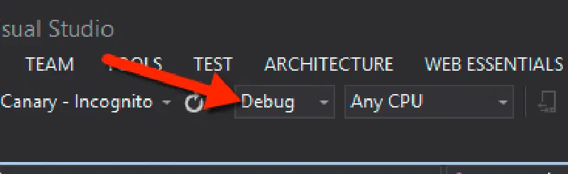 Visual Studio's Debug button Visual Studio's Debug button
