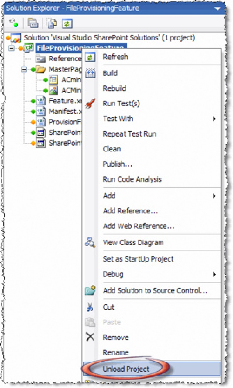 Figure 3: Unloading a project Figure 3: Unloading a project