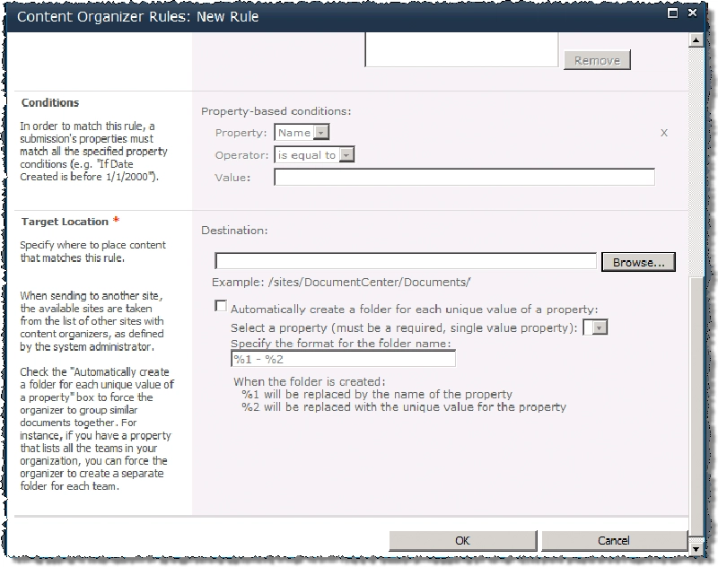 Creating rules in the Content Organizer Creating rules in the Content Organizer