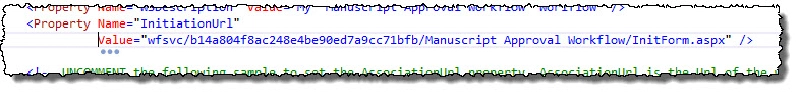 Set the workflow's InitiationUrl property Set the workflow's InitiationUrl property