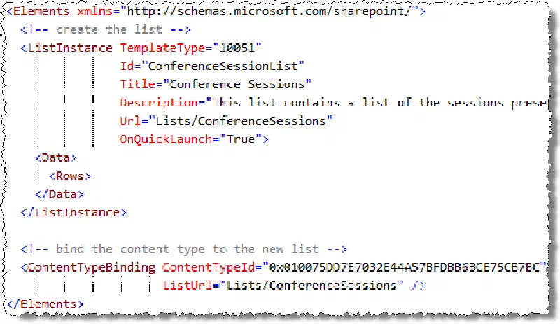 List Instance XML