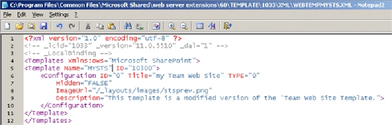 Figure 2: WEBTEMPMYSTS.XML Figure 2: WEBTEMPMYSTS.XML