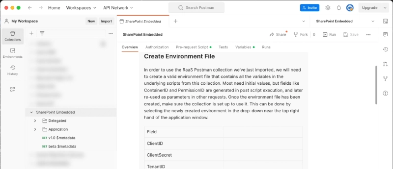 Postman SharePoint Embedded Collection