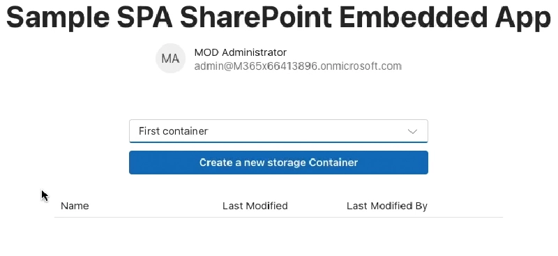 Empty DataGrid after selecting a Container with no folders or files in it.