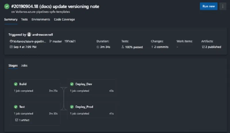 Azure Pipeline run instance results