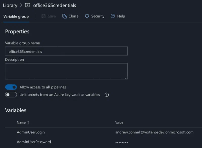 Azure Pipeline variable group