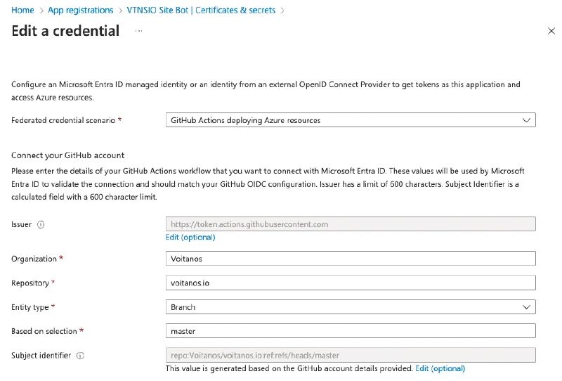 Entra ID app used for Azure resource deployment Entra ID app used for Azure resource deployment