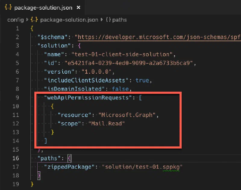 package-solution.json - webApiPermissionRequests element package-solution.json - webApiPermissionRequests element