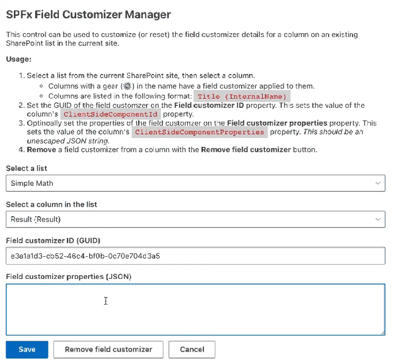 Voitanos' SPFx Field Customizer Manager Voitanos' SPFx Field Customizer Manager