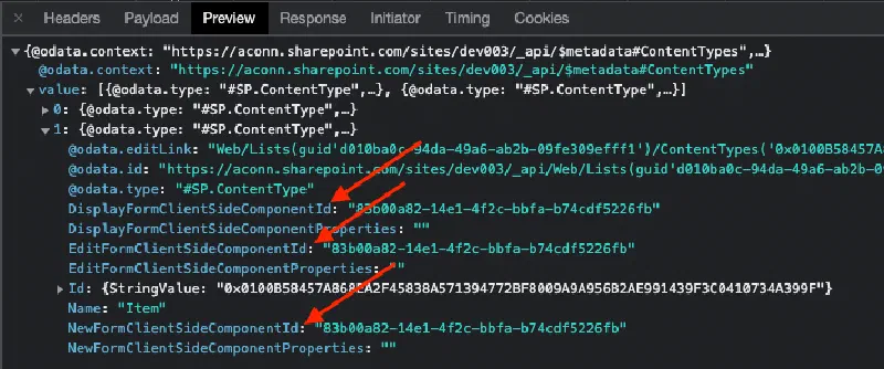 Results of list form customizer applied to content type