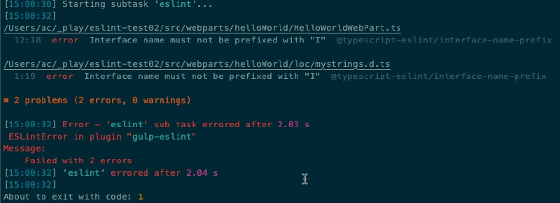 SPFx default ESLint linting error