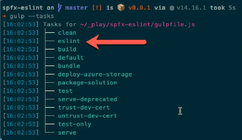 new ESLint gulp task