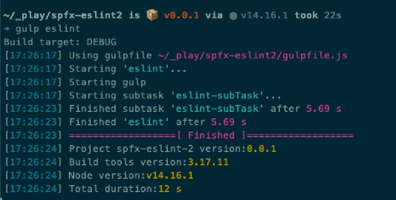 ESLint gulp task running