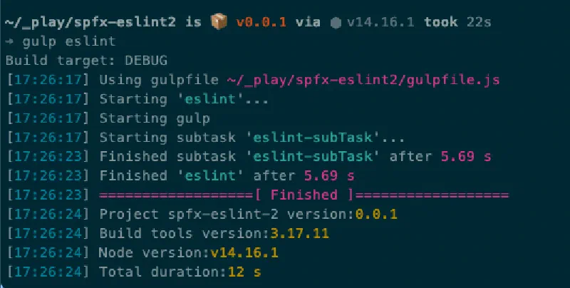ESLint gulp task running