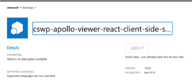 Installed app detail page Installed app detail page