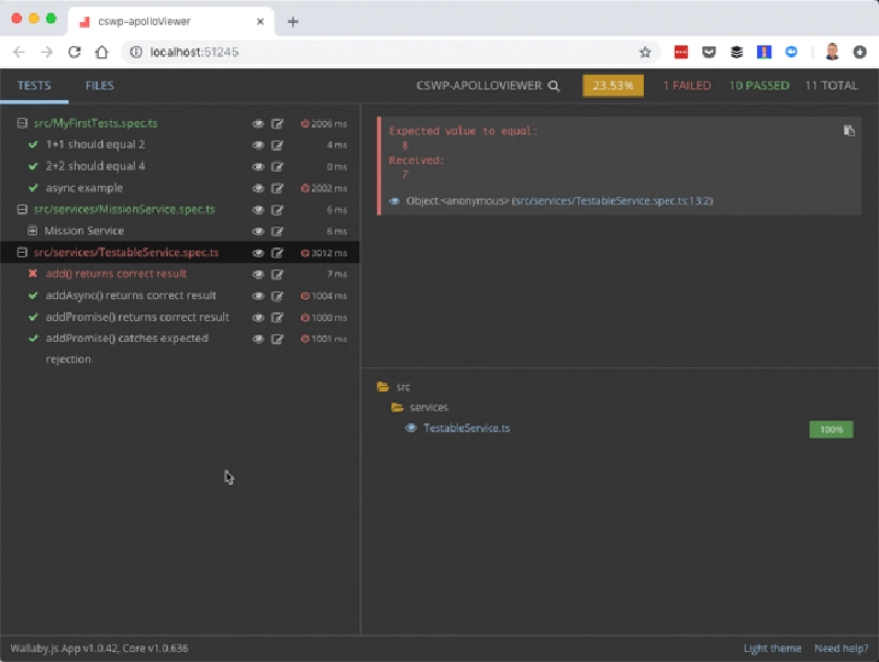 Wallaby.js test browser app Wallaby.js test browser app