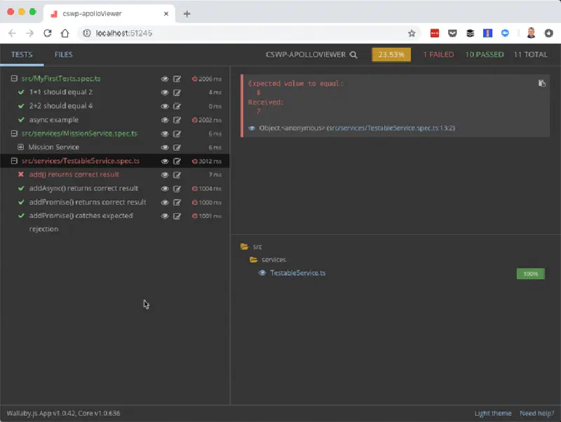 Wallaby.js test browser app Wallaby.js test browser app