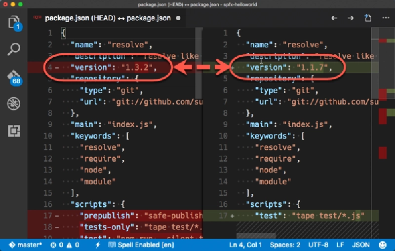 Locating the resolve package's updated version number