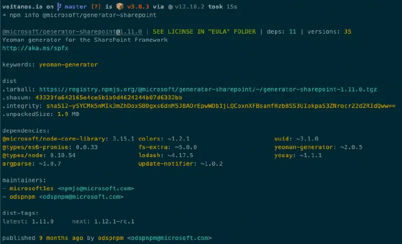 Output from npm INFO