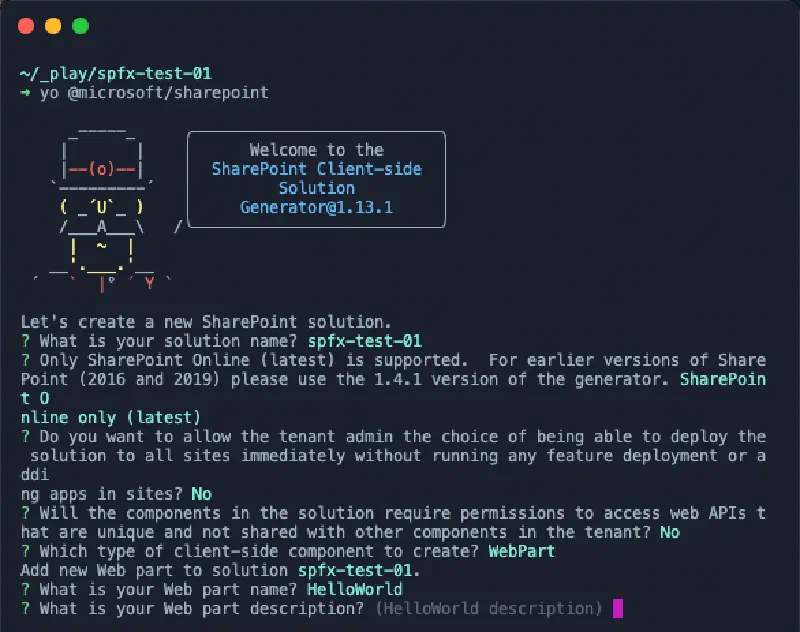 Running the Yeoman generator for the SharePoint Framework Running the Yeoman generator for the SharePoint Framework