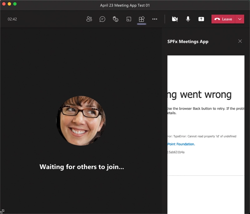Microsoft Teams + SPFx In-Meeting App App Bug Microsoft Teams + SPFx In-Meeting App App Bug