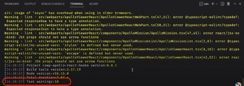 Common ESLint rule findings with an SPFx v1.15 project