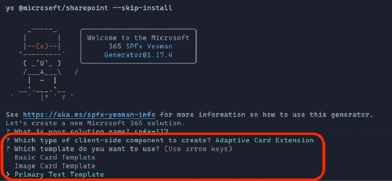 ACE Project Template Options in SPFx v1.17 ACE Project Template Options in SPFx v1.17