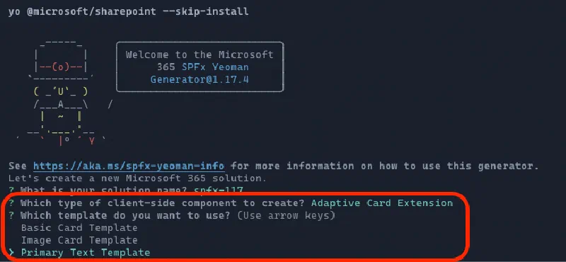 ACE Project Template Options in SPFx v1.17 ACE Project Template Options in SPFx v1.17